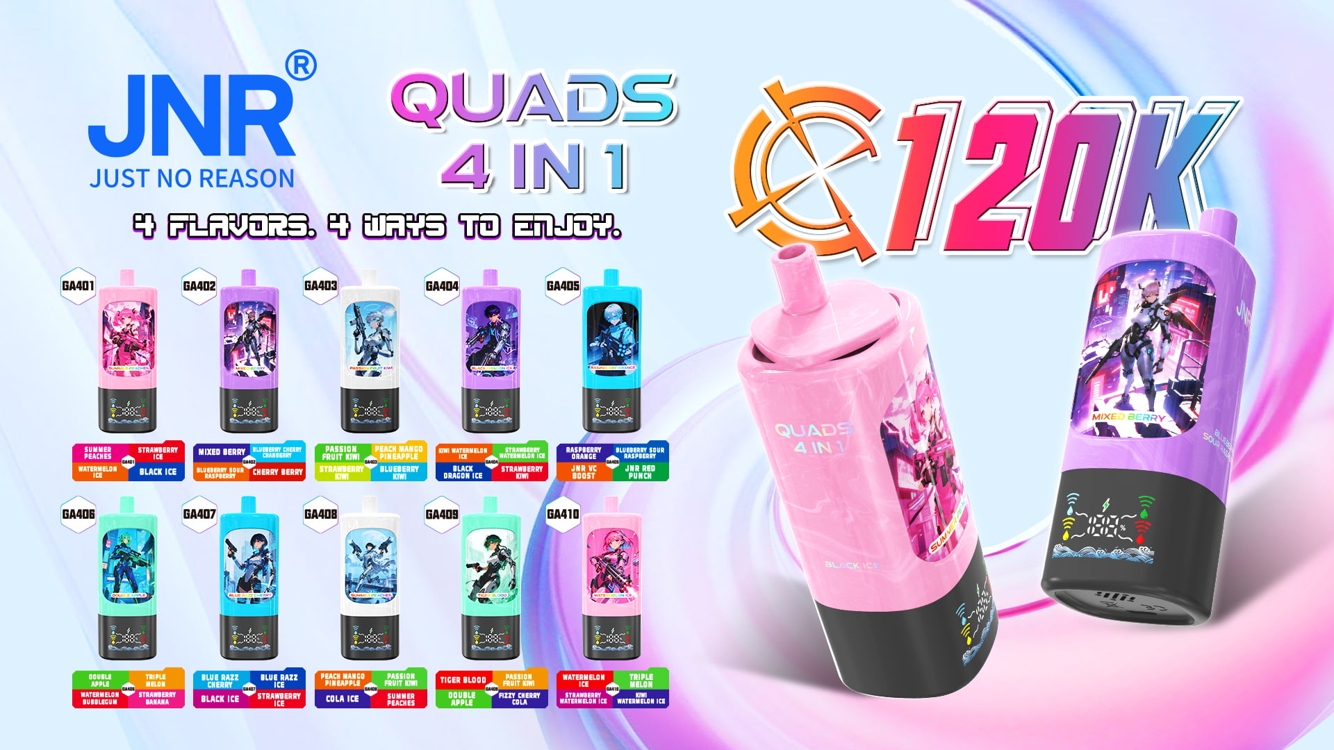 JNR Quads 4in1 120k Puffs - JNR Nederland JNR Quads 4in1 120k Puffs - JNR Nederland