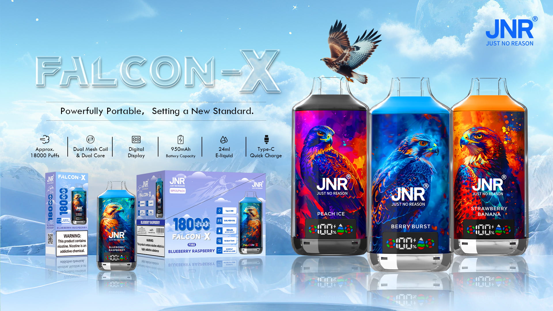 JNR Falcon X 18000 Puffs - Schachtel mit 10 stück | Vapes Europe