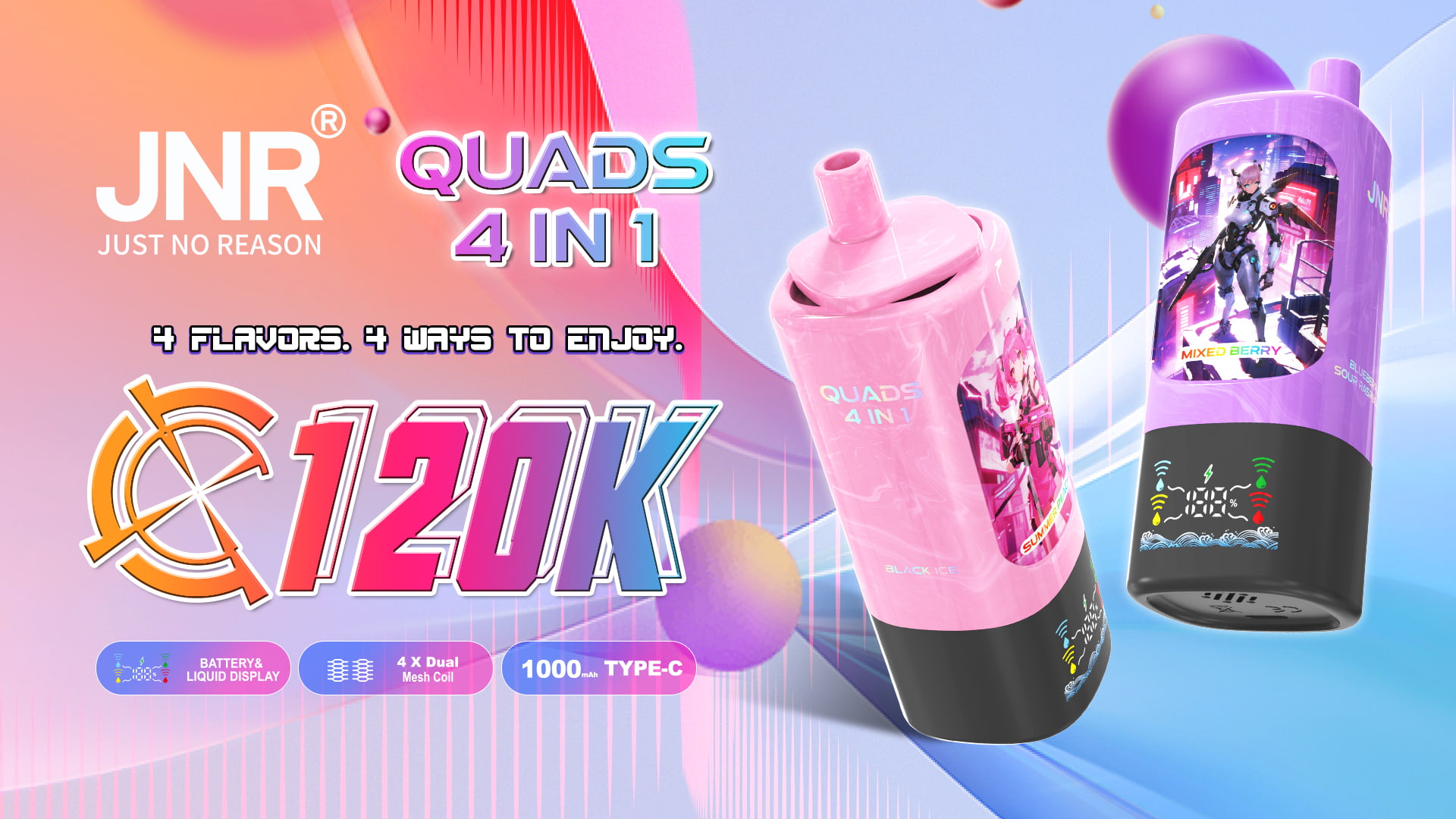 JNR Quads 4in1 120k Puffs - JNR Nederland JNR Quads 4in1 120k Puffs - JNR Nederland