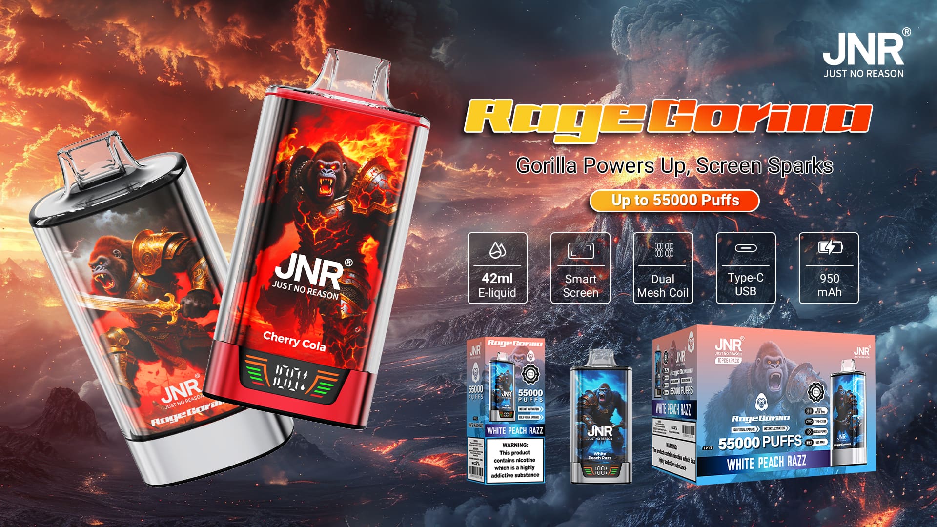 JNR Rage Gorilla 55000 Puffs - JNR Nederland JNR Rage Gorilla 55000 Puffs - JNR Nederland